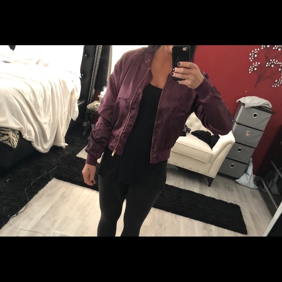 Satin cropped bomber jacket - Picture 5 of 7